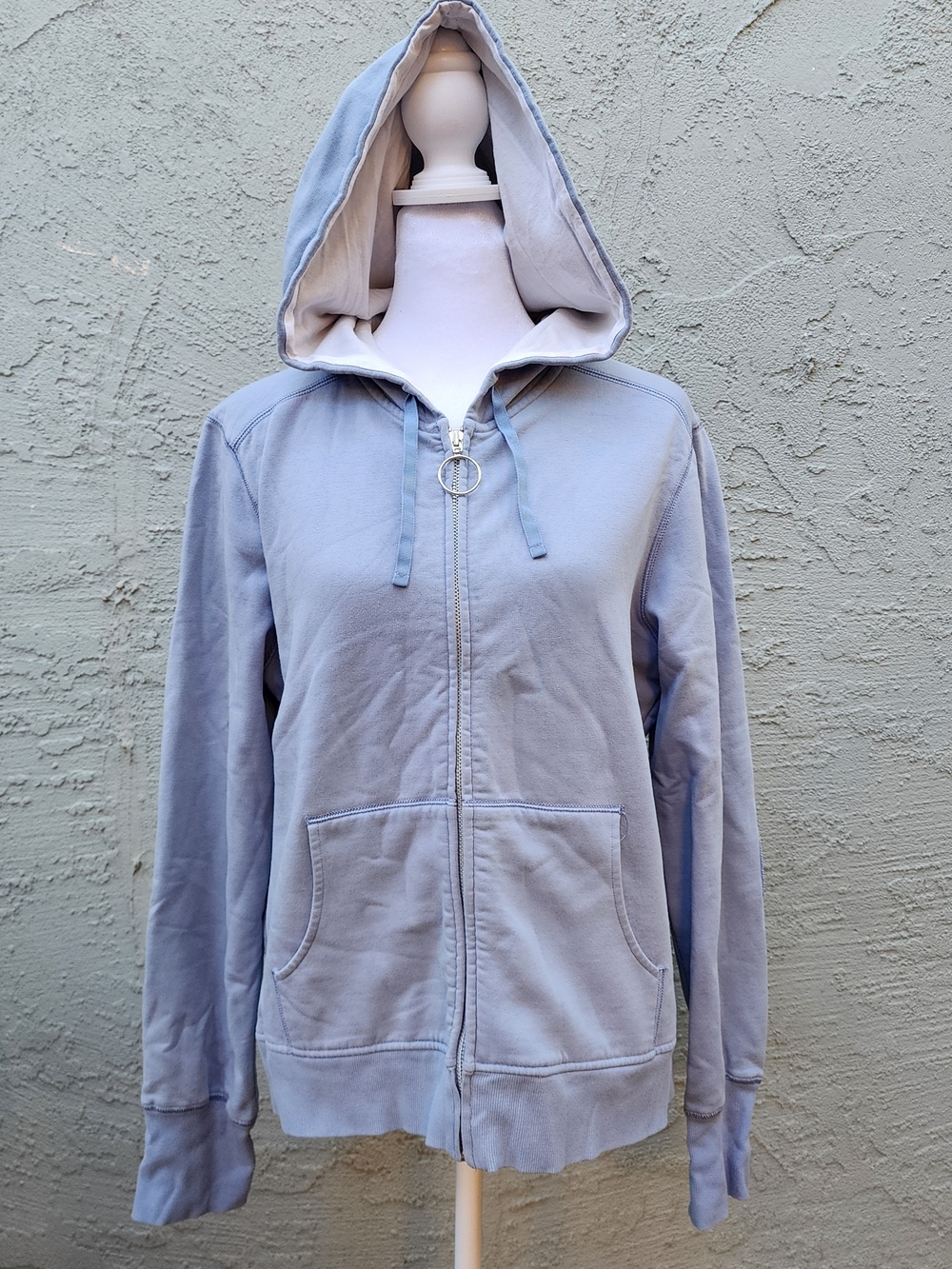 Vintage Y2K Gap Stretch Periwinkle Blue Full Zip Hoodie O-Ring Pull Sz [L]